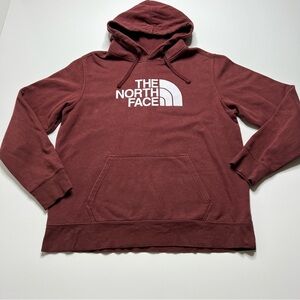 North Face Mens Half Dome Pullover Sweatshirt Hoodie - Burgundy - Size L